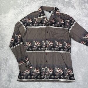 VTG Joel California Floral Print Men's Button Up 100% Polyester Size Large